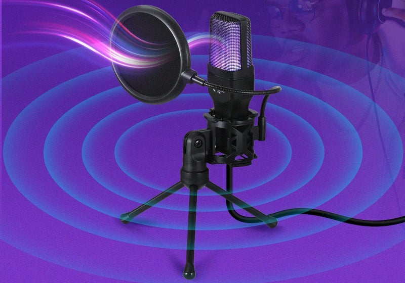 USB Condenser Microphone PC Mic Computer Tripod Stand Carousel 1