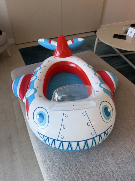 Kids Inflatable Airplane Swim Ring with Backrest Carousel 1