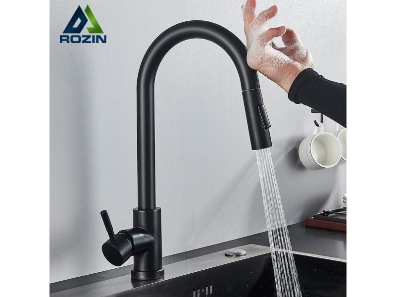 Rozin Smart Touch Kitchen Faucet Black Pull Out Sensor Faucets Black/Nickel 360 Carousel 2