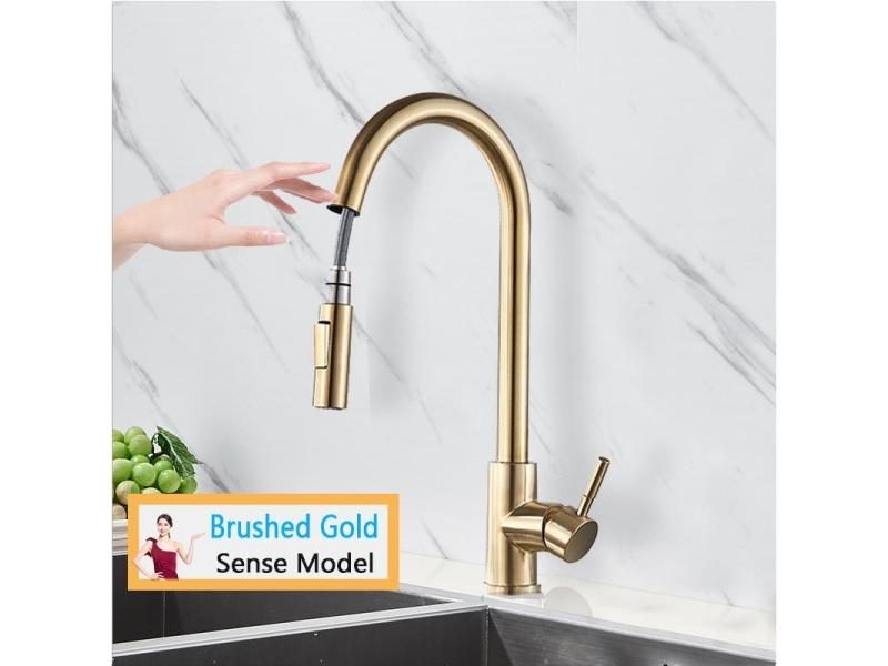 Rozin Smart Touch Kitchen Faucet Black Pull Out Sensor Faucets Black/Nickel 360 Carousel 1