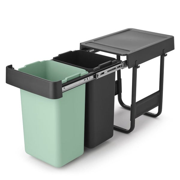 Brabantia Sort & Go Built-In Bin (2 x15L) Dark Grey & Jade Green Carousel 2