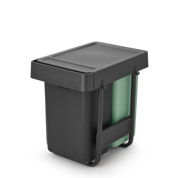 Brabantia Sort & Go Built-In Bin (2 x15L) Dark Grey & Jade Green Carousel 11