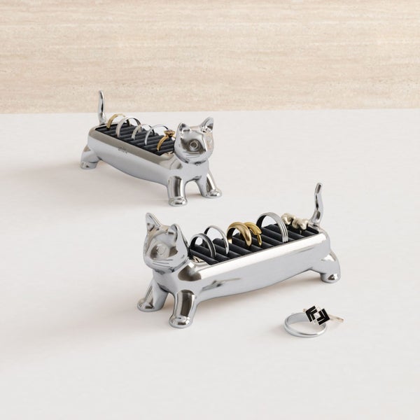 Umbra Ali Cat Ring Holder Chrome Carousel 12