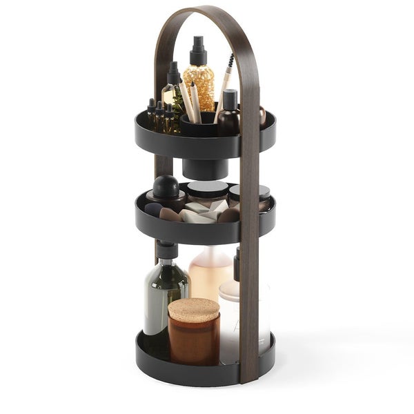 Umbra Bellwood Cosmetic Organiser Black/Walnut Carousel 1