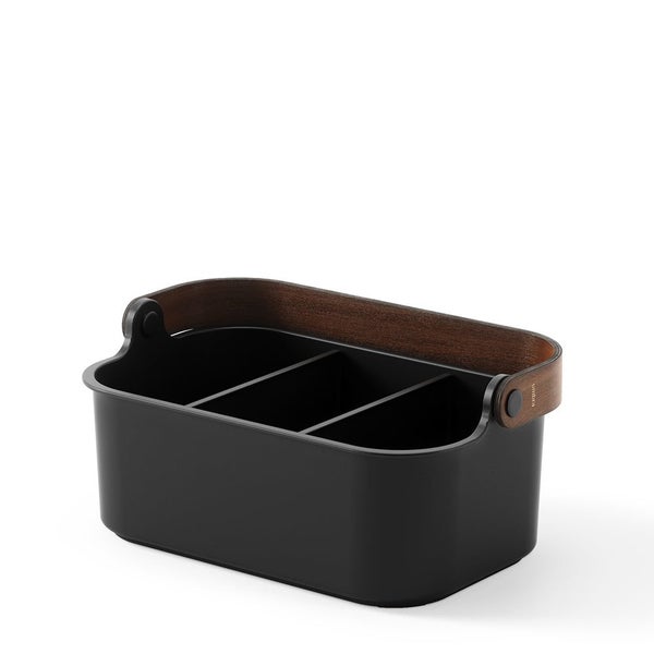 Umbra Bellwood Small Stackable Bin Black/Walnut Carousel 2