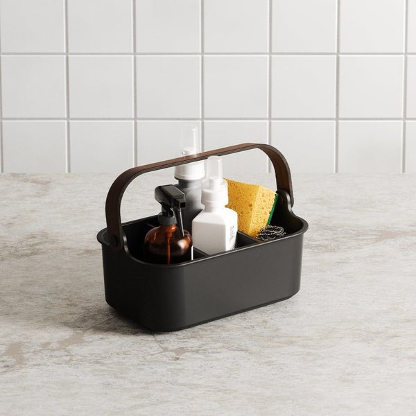 Umbra Bellwood Small Stackable Bin Black/Walnut Carousel 16