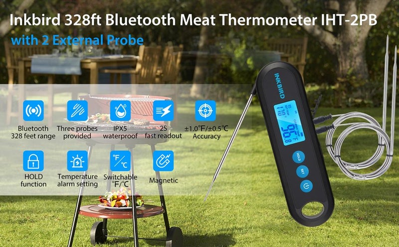 Bluetooth Food Thermometer BBQ Meat Thermometer 2Probes Inkbird IHT-2PB Carousel 2