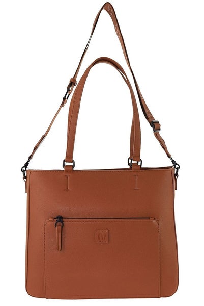 Gap Camilla Ladies Vegan Leather Modern Tote Crossbody Bag Tan Carousel 1