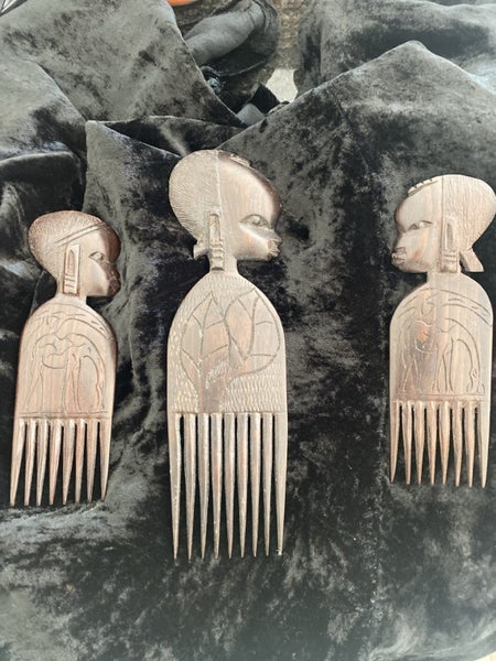vintage African carved wooden combs, also known as afro picks. Carousel 2