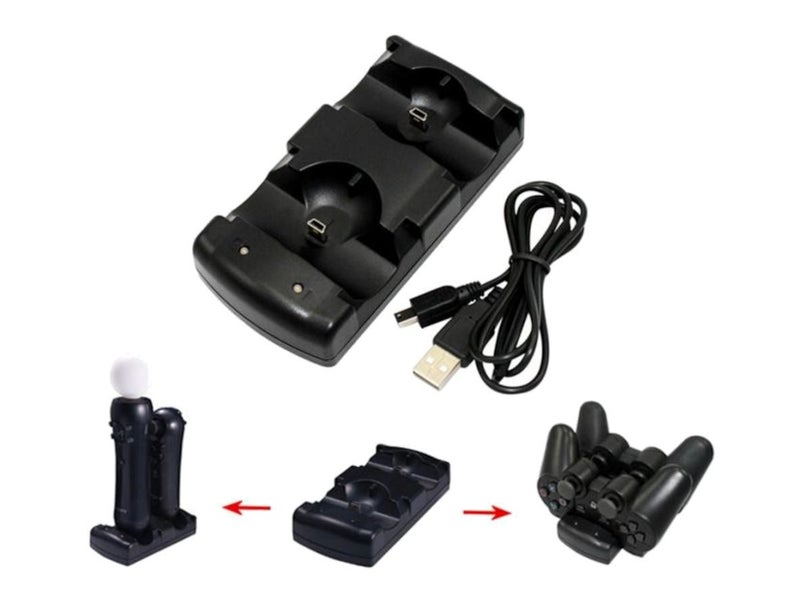Dual PS3 Wireless Controller Dock Charger Stand Carousel 7