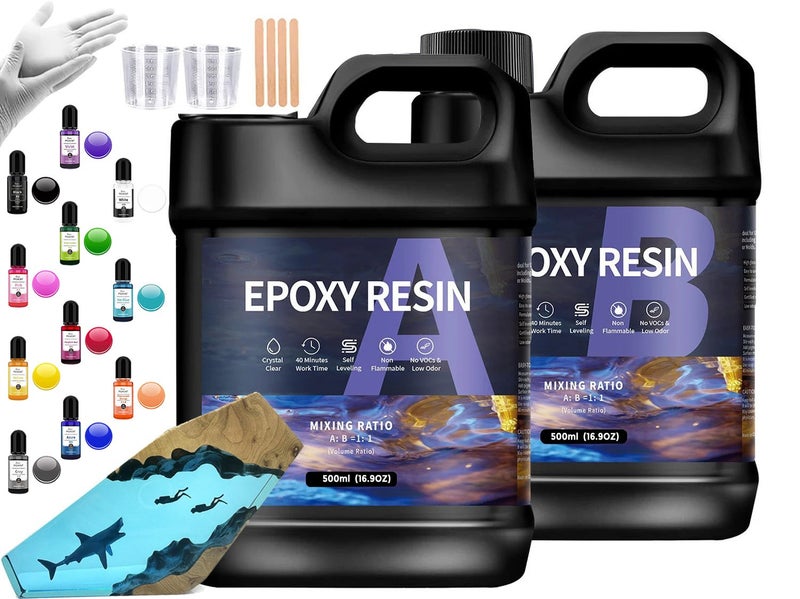 Epoxy Resin 1:1 1000ml with pigments kit Carousel 10