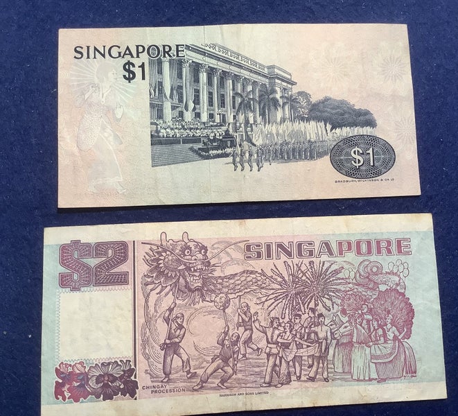 Singapore 1980s One & Two Dollar notes - Carousel 2