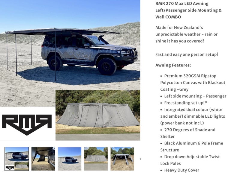 RMR 270 Max LED Freestanding Awning Passenger Side Mounting & Wall Combo Carousel 1