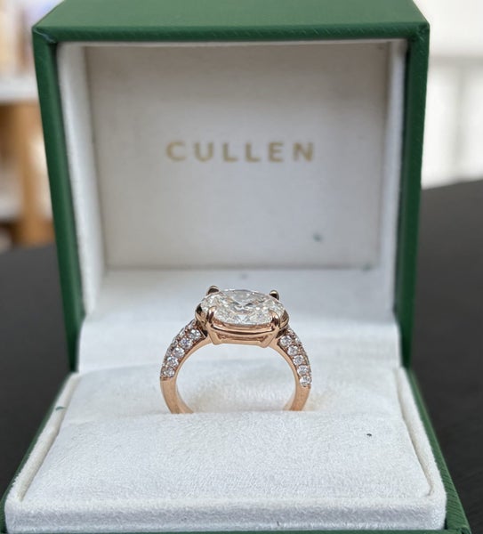 3 carat oval lab diamond ring in rose gold Carousel 1