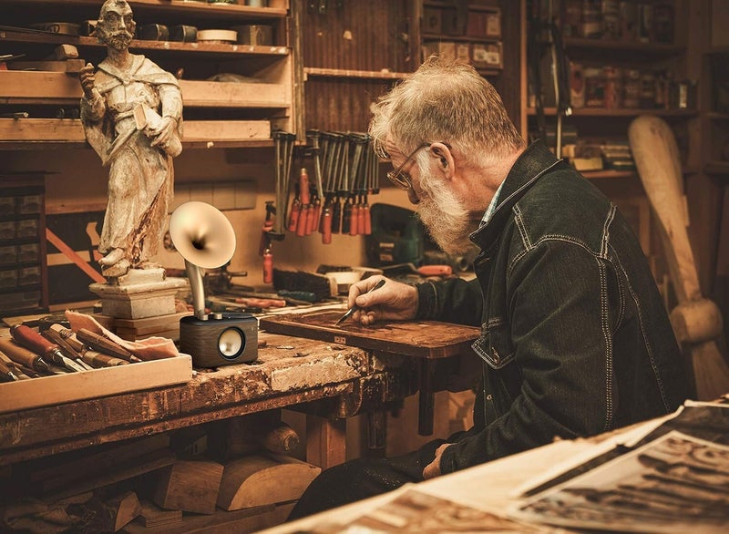 Sangean FM/Bluetooth/Aux-In 25cm Radio Tabletop Retro Stereo Gold/Wood-WR-45 Carousel 8