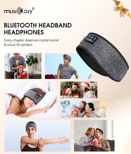 MUSICOZY Wireless Sports Sleep Headband Headphones - Black Carousel 2