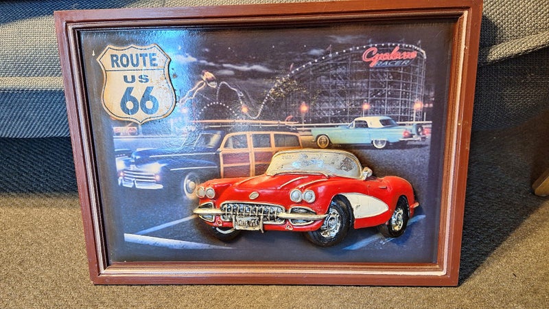 Route 66 Wall Plaque, Woody and Corvette Carousel 1