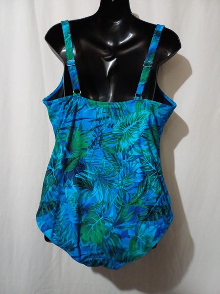 ZEST resort Blue and Teal 1 pc swimwear Size 16 - NEW Carousel 2