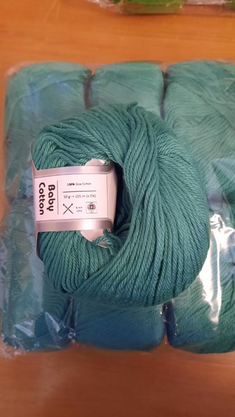 Knitting yarn - 100% cotton - 7 x 50g balls - jade green Carousel 1