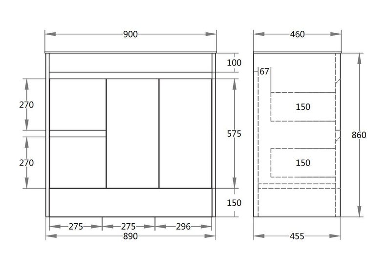 **PVC** 900mm Ultra-thin Ceramic Free Standing Vanity Carousel 2