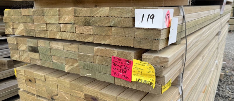 PINE DECKING, 88 x 32mm, PREMIUM GRADE, GT, H3.2 TREATED - 288m - TBT2360 Carousel 1