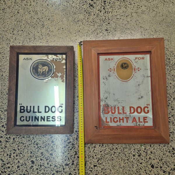 Vintage Bulldog Beer Mirrors x 2 Carousel 1