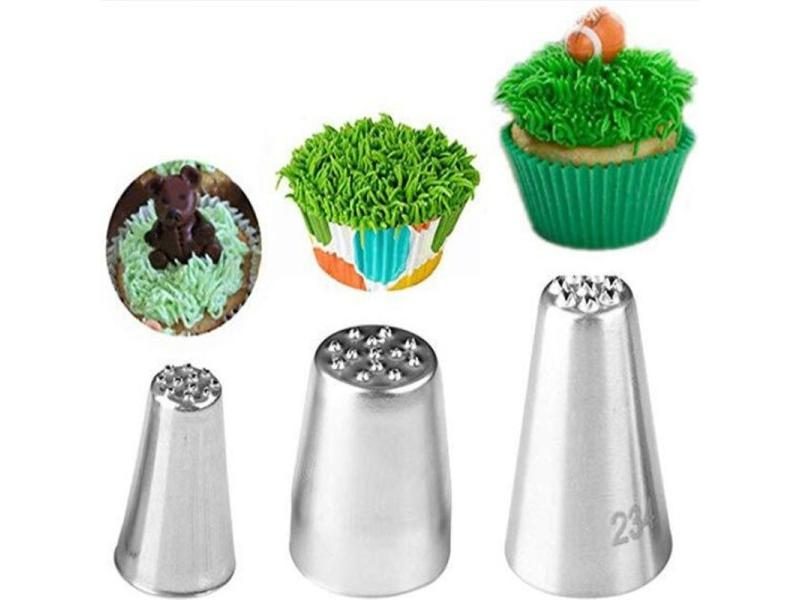 3Pc Stainless Steel Cream Decoration Mouth Small Grass Shape Cream Nozzle Carousel 1