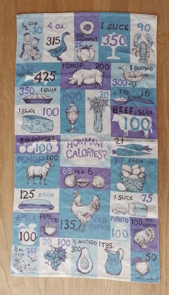 LUTHER TRAVIS Signed linen kitchen towel, mid-century Carousel 1