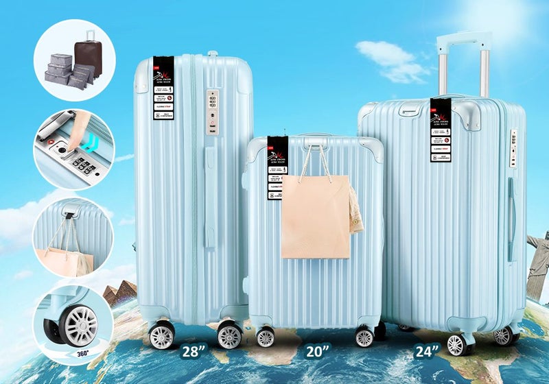 3PCS Luggage Suitcases Trolley Travel Packing Cubes Carousel 1