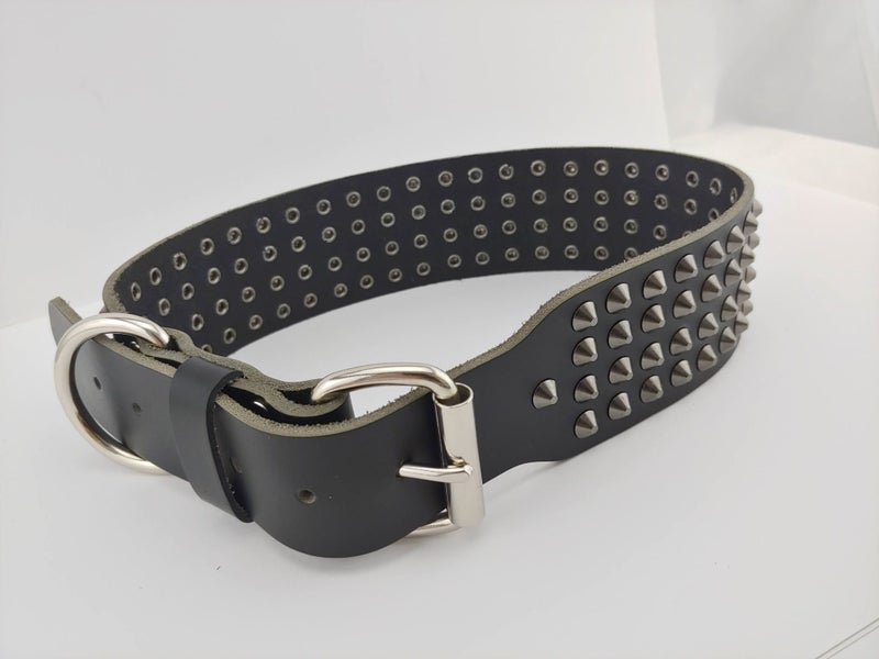 Genuine Leather - Studded Dog Collar 75cm XXL Carousel 2