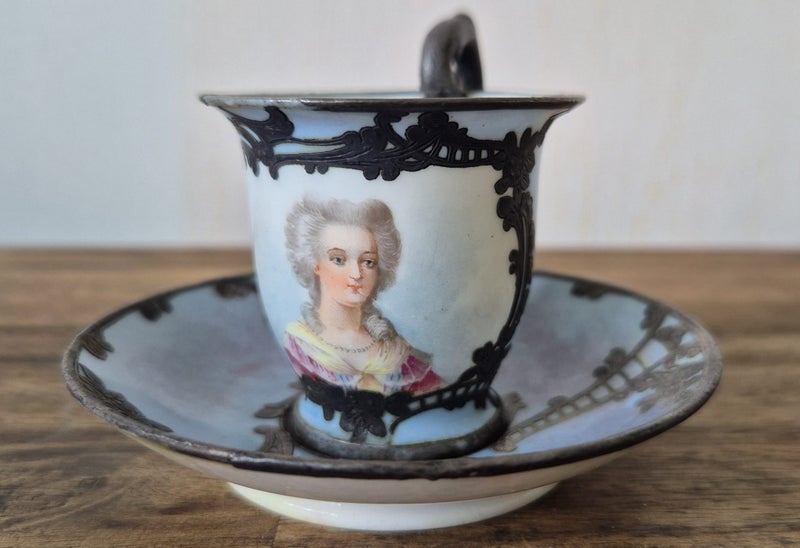 Rare Antique Nathan Dohrmann & Co. San Francisco Teacup with Saucer Pre 1900 Carousel 1