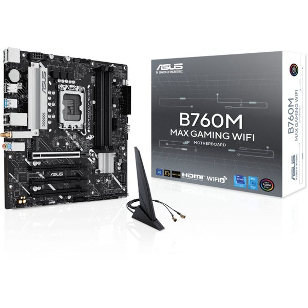 ASUS B760M MAX GAMING WIFI mATX Motherboard Intel Socket LGA1700, B760 Chipset, Carousel 2