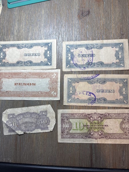 Japanese Invasion Notes WW2 Philippines some counter stamped Carousel 4