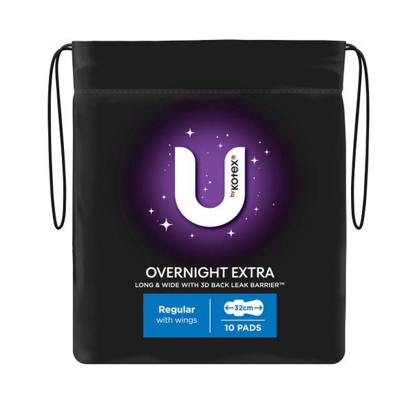 U By Kotex Extra Overnight Pads with Wings 10 Pack Carousel 2