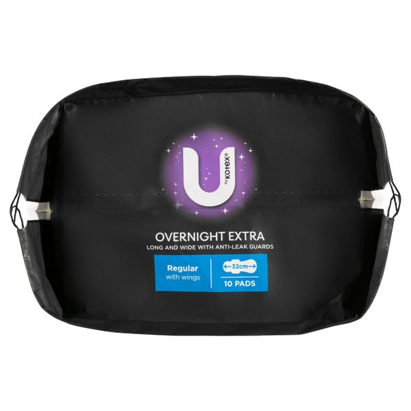U By Kotex Extra Overnight Pads with Wings 10 Pack Carousel 12