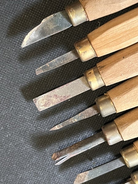 VINTAGE SET OF 10 SMALL CHISELS/ LINO CUTTING CHISELS ? Carousel 8