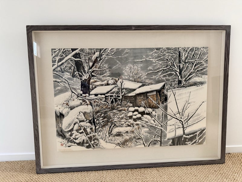 Exquisite Masterwork: Chinese Snowscape Ink Painting Carousel 1