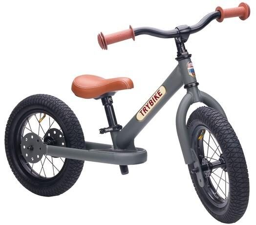 Trybike: 2-In-1 Steel Balance Bike - (Matte Grey / Brown) Carousel 2