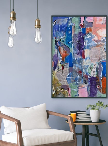 ORIGINAL ACRYLIC MIXED MEDIA ABSTRACT PAINTING - Bad Translation Carousel 2