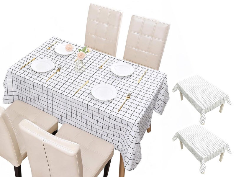 2-Pack PVC Tablecloth Waterproof Oilproof Checkered Pattern White Carousel 1
