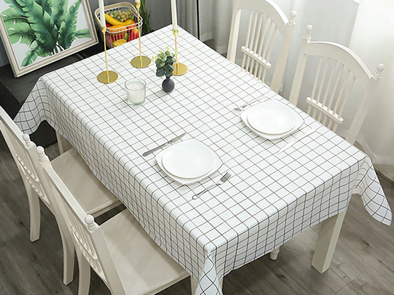 2-Pack PVC Tablecloth Waterproof Oilproof Checkered Pattern White Carousel 2
