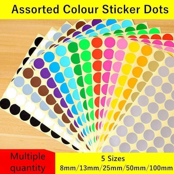 Green Assorted Sizes Colour Sticker Dots Adhesive Round Labels Circular Spot Scr Carousel 1