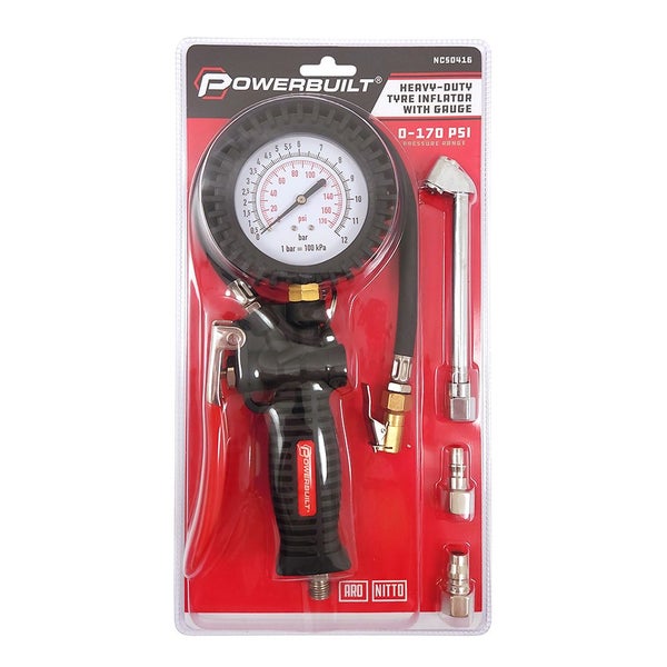 Powerbuilt Heavy-Duty Tyre Inflator with Gauge Carousel 1