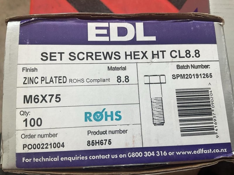 EDL Set Screws M6 x 75 Carousel 2