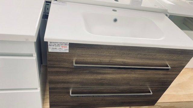 900 CITI WALL HUNG 2 DRAWER VANITY CHARRED WALNUT WITH VIA MATTE WHITE BASIN Carousel 1