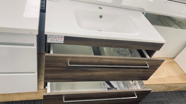 900 CITI WALL HUNG 2 DRAWER VANITY CHARRED WALNUT WITH VIA MATTE WHITE BASIN Carousel 2