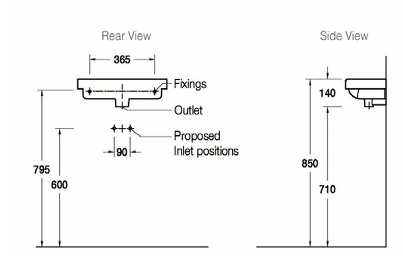 Right Hand Wall-Mount Basin + FREE Towel Bar Carousel 2