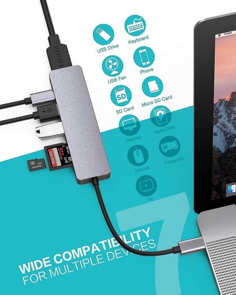 Usb C Hub 6-in-1 Type C Hub With 100 W Pd Power Supply, 4k Uhd Usb C To Hdmi, 2 Carousel 2