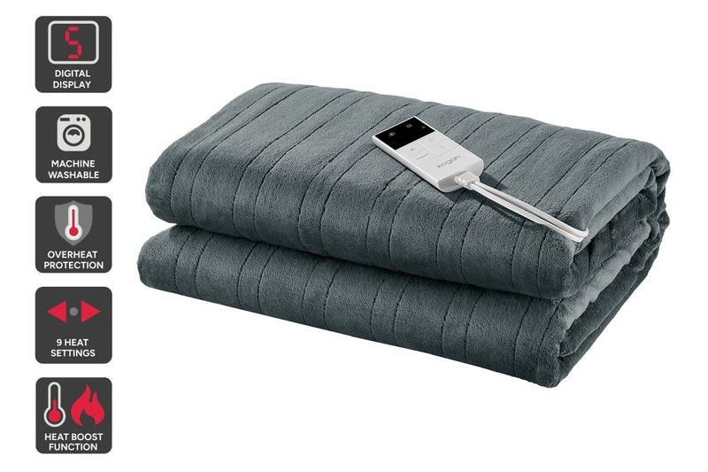 Kogan Washable Electric Heated Throw Blanket (Charcoal, 200 x 180cm) Carousel 1