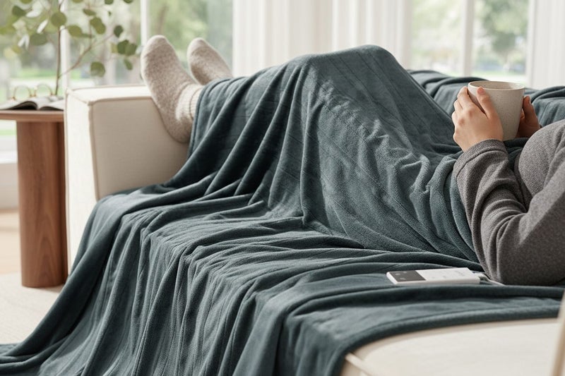 Kogan Washable Electric Heated Throw Blanket (Charcoal, 200 x 180cm) Carousel 2